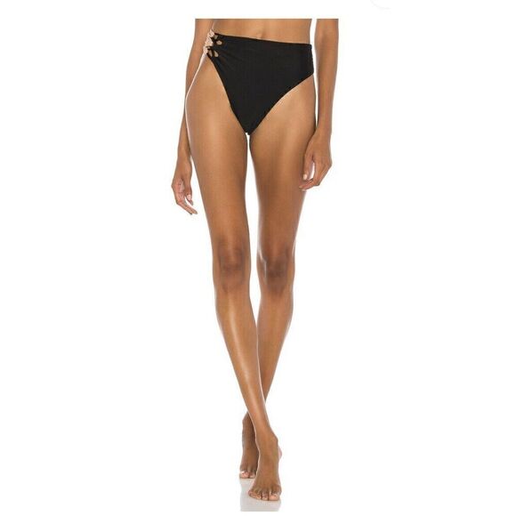 Camila Coelho Andres High Waist Bottom in Black & Nude Large NWT (2-16) - Picture 2 of 7